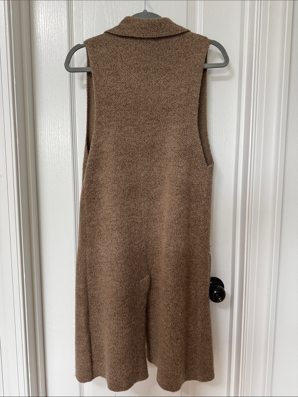 Monteau Taupe Knit sleeveless long cardigan - Picture 6 of 8